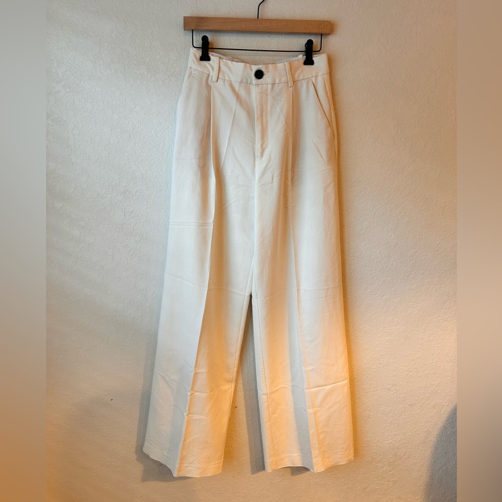 Zara cream wide leg pants